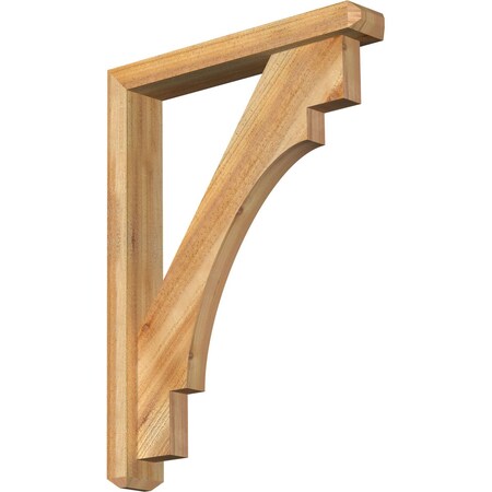 Ekena Millwork Merced Craftsman Rough Sawn Bracket w/ Offset Brace, Western Red Cedar, 4"W x 24"D x 32"H BKT0402X24X32MRC04RWR